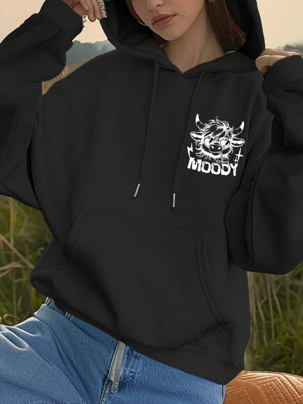 Moletom Com Capuz Moody Cow Graphic Streetwear