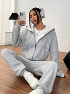 Conjunto Moletom Com Zíper E Calça Jogger Oversized