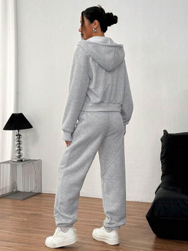 Conjunto Moletom Com Zíper E Calça Jogger Oversized