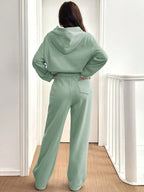 Conjunto Moletom Cropped Oversized Wide Leg Casual