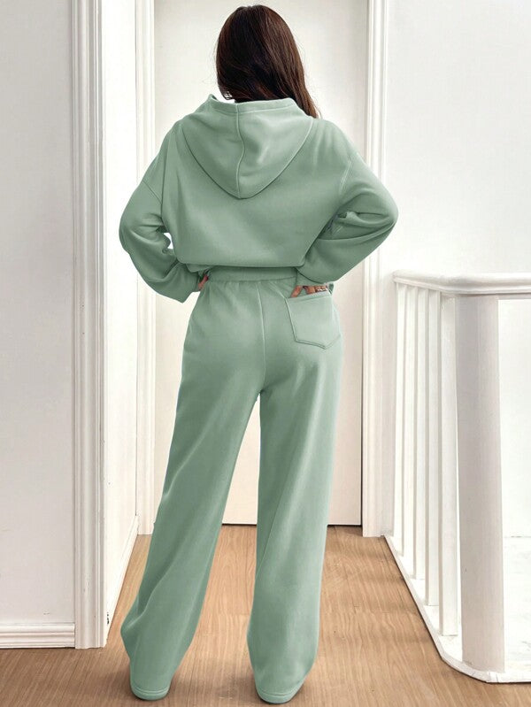 Conjunto Moletom Cropped Oversized Wide Leg Casual
