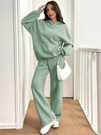 Conjunto Moletom Cropped Oversized Wide Leg Casual