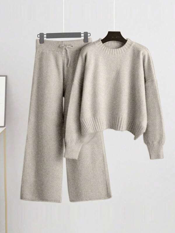 Conjunto Tricô Oversized Com Calça Pantalona
