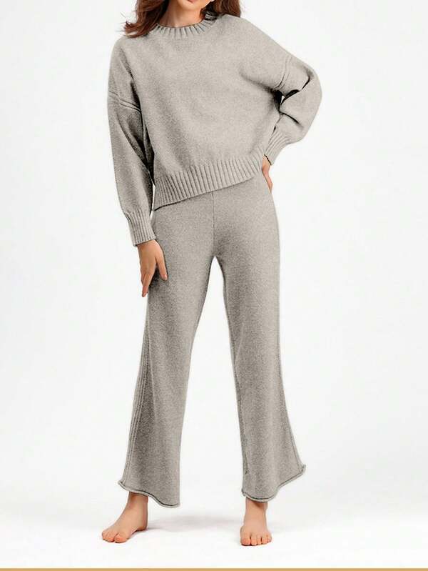 Conjunto Tricô Oversized Com Calça Pantalona