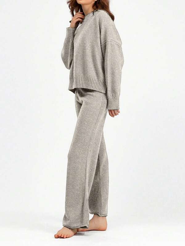 Conjunto Tricô Oversized Com Calça Pantalona