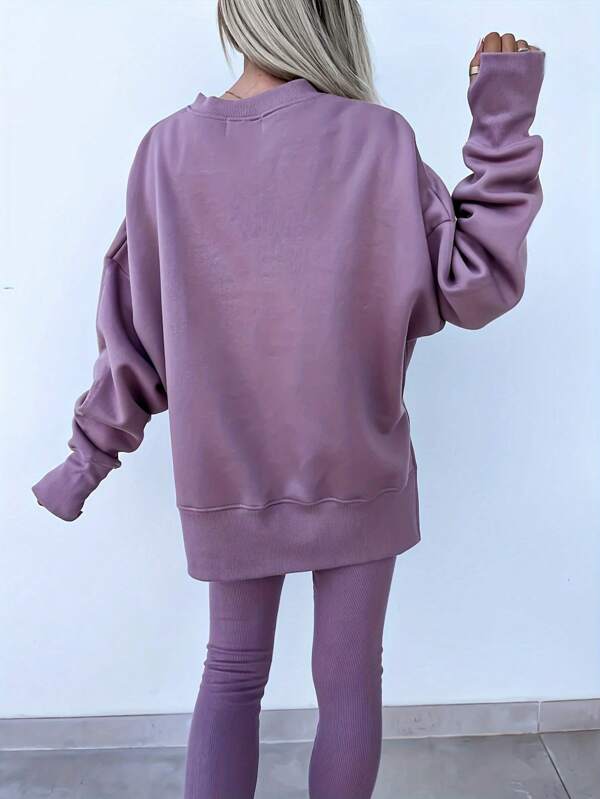 Conjunto Moletom Alongado Com Legging Canelada