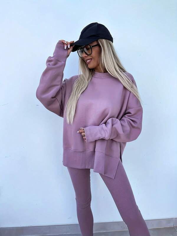 Conjunto Moletom Alongado Com Legging Canelada