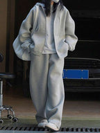 Conjunto Moletom Oversized Com Jaqueta E Calça Wide Leg
