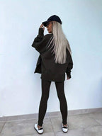 Conjunto Moletom Alongado Com Legging Canelada