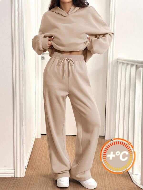 Conjunto Moletom Cropped Oversized Wide Leg Casual