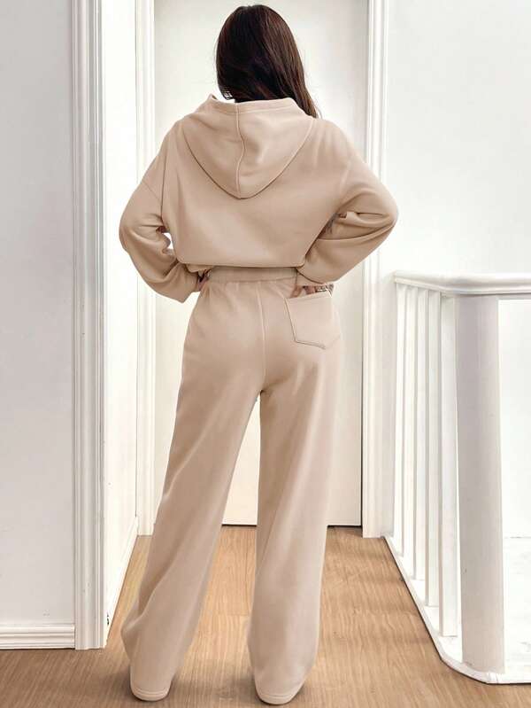 Conjunto Moletom Cropped Oversized Wide Leg Casual