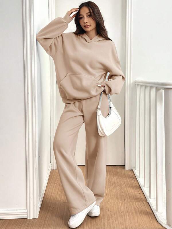 Conjunto Moletom Cropped Oversized Wide Leg Casual