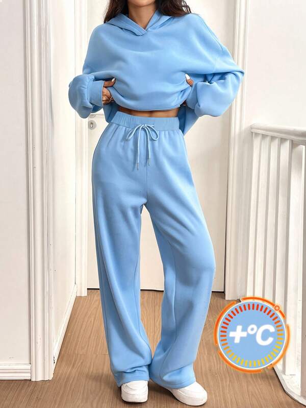 Conjunto Moletom Cropped Oversized Wide Leg Casual
