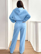 Conjunto Moletom Cropped Oversized Wide Leg Casual
