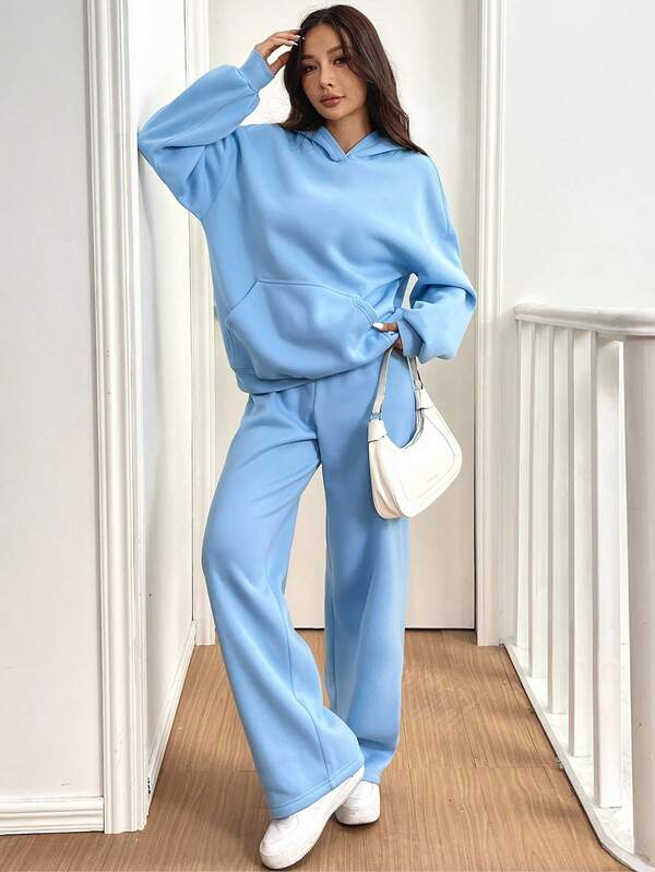 Conjunto Moletom Cropped Oversized Wide Leg Casual