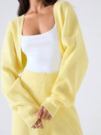 Conjunto Tricot Cropped Com Cardigan Wide Leg Casual