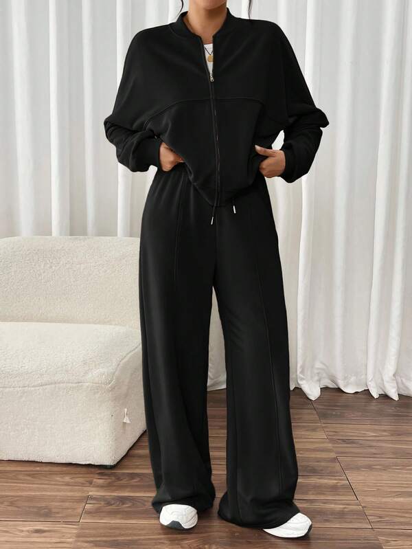 Conjunto Moletom Com Zíper E Calça Pantalona