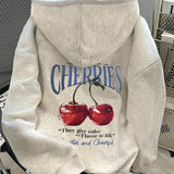 Moletom Cerejas Estampadas Com Capuz Oversized
