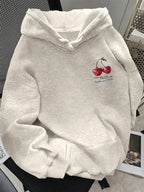 Moletom Cerejas Estampadas Com Capuz Oversized