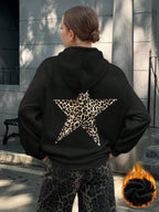 Moletom Com Capuz Estrela Animal Print Streetwear