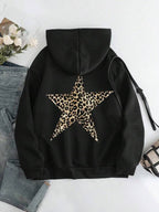 Moletom Com Capuz Estrela Animal Print Streetwear