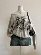Moletom Ombro Caído Butterfly Vintage Streetwear