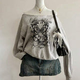 Moletom Ombro Caído Butterfly Vintage Streetwear