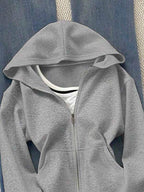 Moletom Cropped Com Zíper Estilo Minimalista