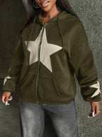 Moletom Com Zíper Star Streetwear Casual