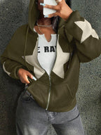 Moletom Com Zíper Star Streetwear Casual