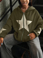Moletom Com Zíper Star Streetwear Casual