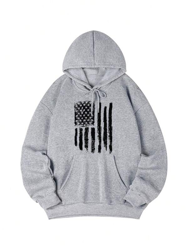 Moletom Bandeira USA Com Capuz E Forro Peluciado