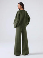 Conjunto Tricot Decote V Oversized Wide Leg Casual