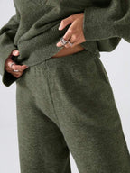 Conjunto Tricot Decote V Oversized Wide Leg Casual