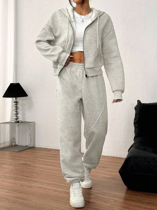 Conjunto Moletom Com Zíper E Calça Jogger Oversized