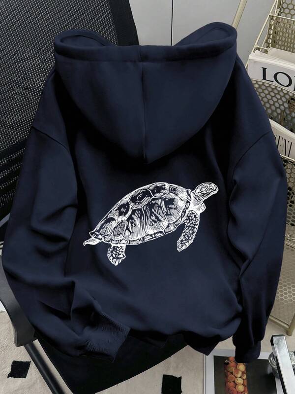Moletom Malibu Com Estampa Tartaruga E Capuz Casual