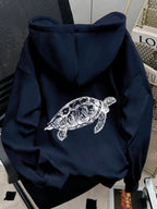 Moletom Malibu Com Estampa Tartaruga E Capuz Casual
