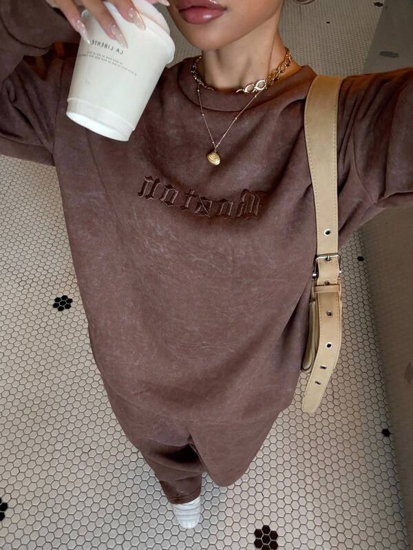 Conjunto Moletom Estonado Oversized Wide Leg Casual