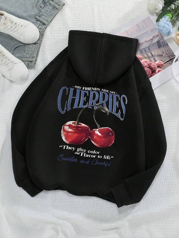 Moletom Oversized Cherries Graphic Streetwear