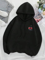 Moletom Cerejas Estampadas Com Capuz Oversized