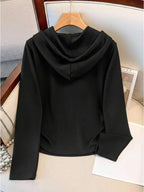 Conjunto Canelado Com Capuz E Calça Reta Minimalista