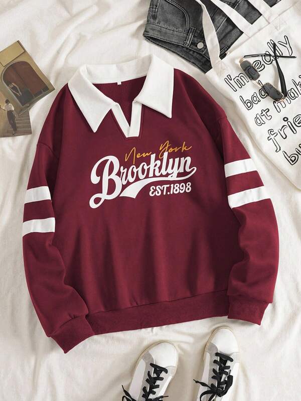 Moletom Brooklyn New York Com Gola Polo E Listras College