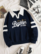 Moletom Brooklyn New York Com Gola Polo E Listras College