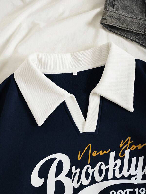 Moletom Brooklyn New York Com Gola Polo E Listras College