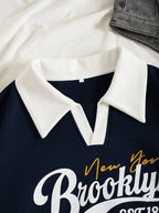 Moletom Brooklyn New York Com Gola Polo E Listras College