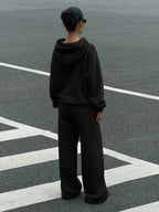 Moletom Conjunto Com Capuz E Calça Wide Leg