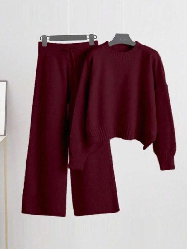 Conjunto Tricô Oversized Com Calça Pantalona