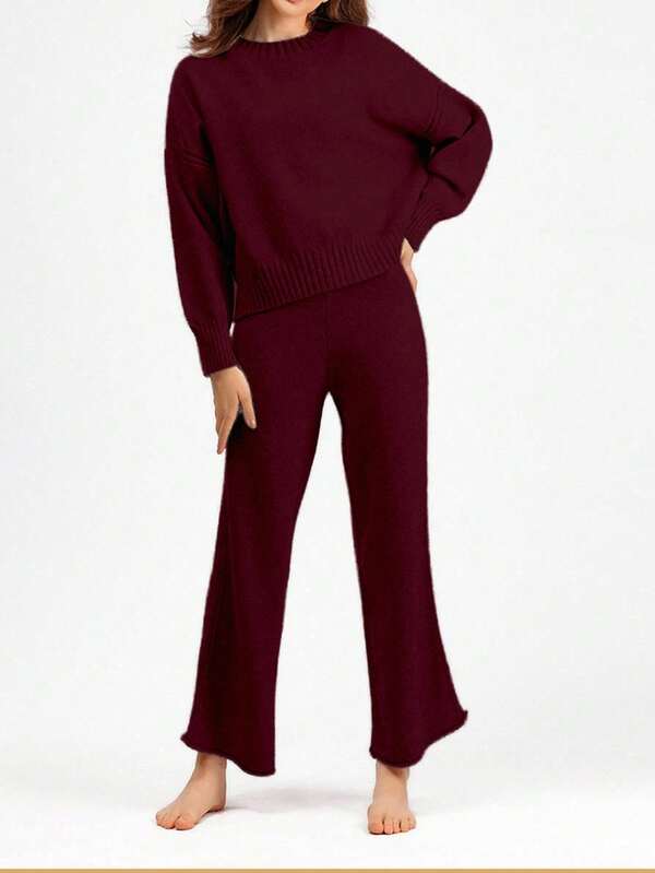 Conjunto Tricô Oversized Com Calça Pantalona
