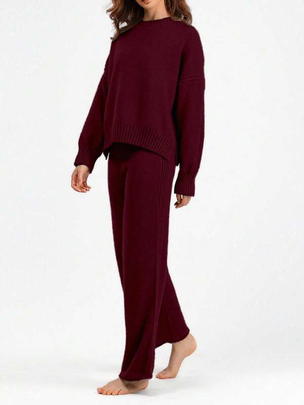Conjunto Tricô Oversized Com Calça Pantalona
