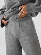 Conjunto Tricot Decote V Oversized Wide Leg Casual